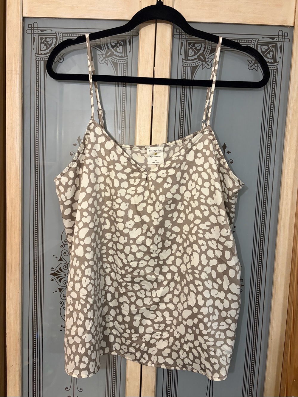By Together Taupe & White Animal Print Spaghetti Strap Cami